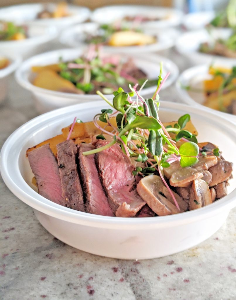 Steak Frites Yam Fries Garlic Mushrooms